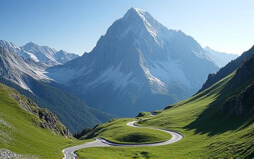 Die Großglockner Hochalpenstraße mit Blick auf den Gipfel.