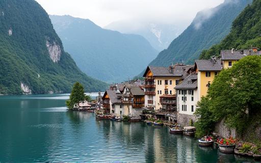 Der malerische Ort Hallstatt am Hallstätter See.
