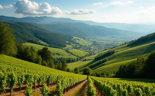 Hügelige Weinberge in der Südsteiermark.